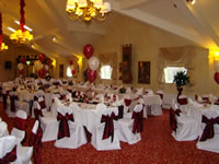 White Cover with Burgundy Sash and Burgundy Runners